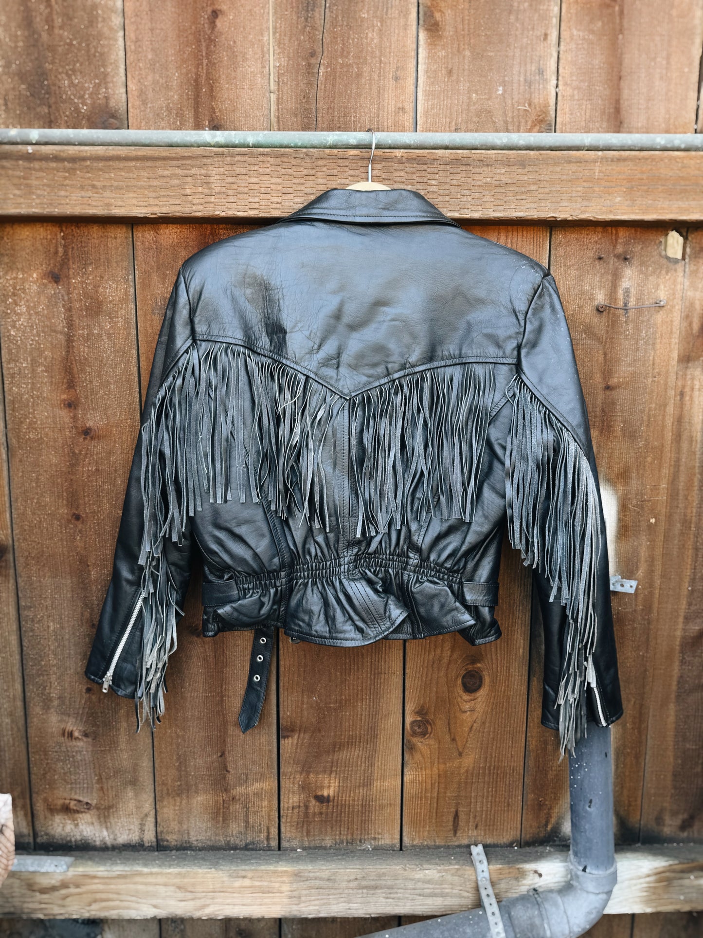 LEATHER FRINGE MOTO JACKET