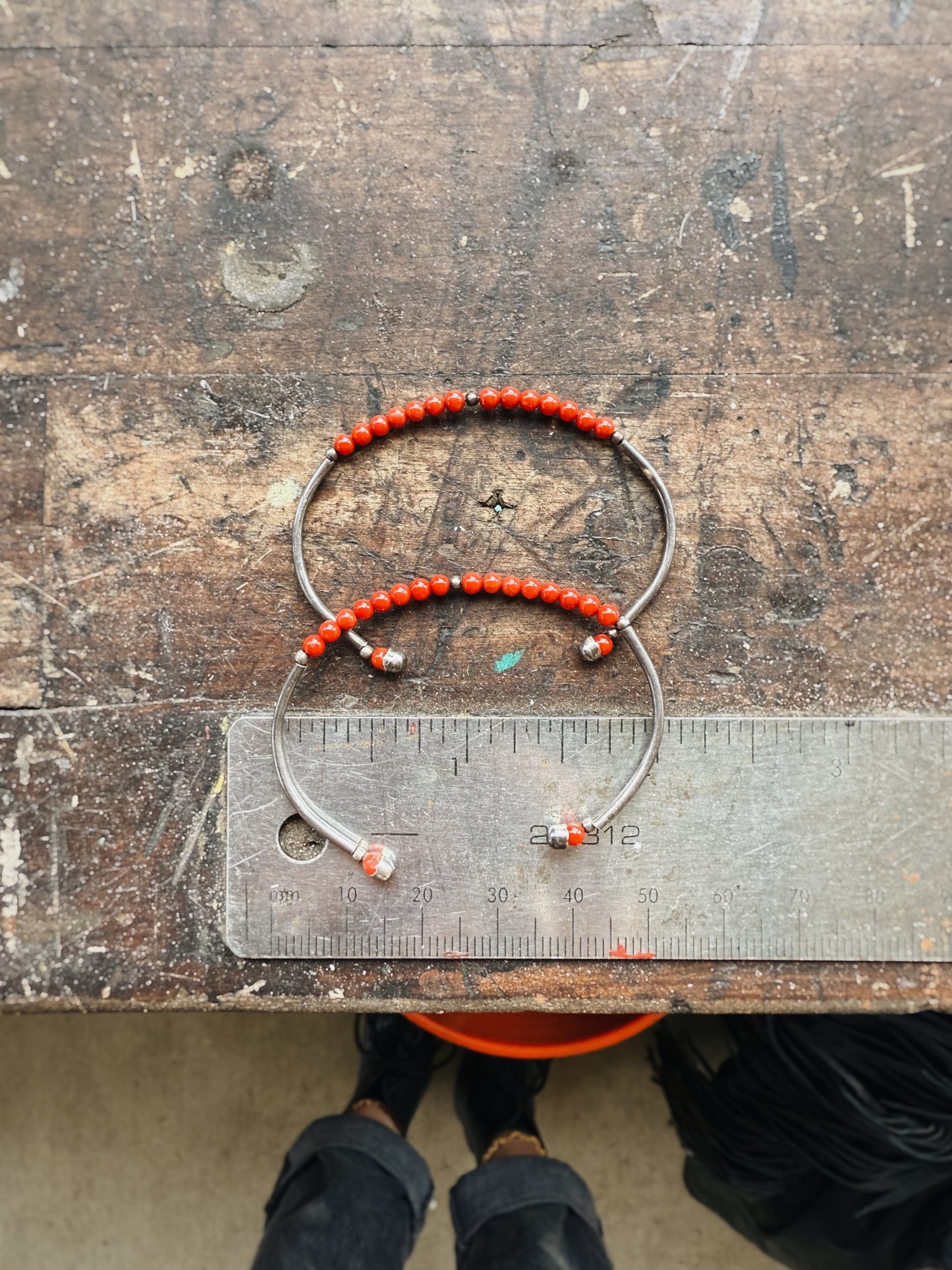 VINTAGE STERLING SEED BEAD CUFFS