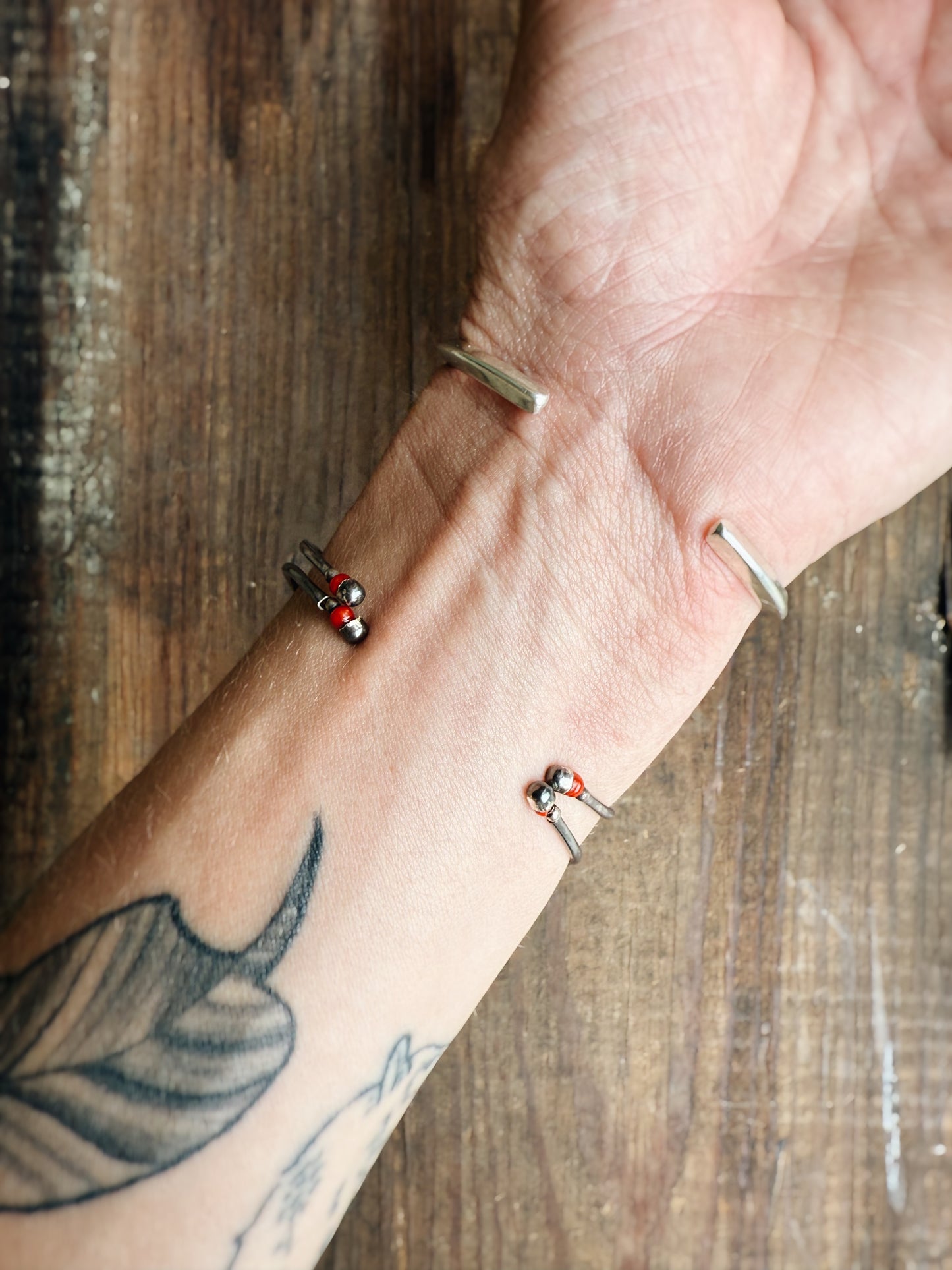 VINTAGE STERLING SEED BEAD CUFFS