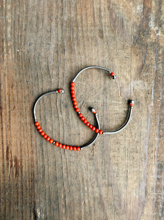 VINTAGE STERLING SEED BEAD CUFFS