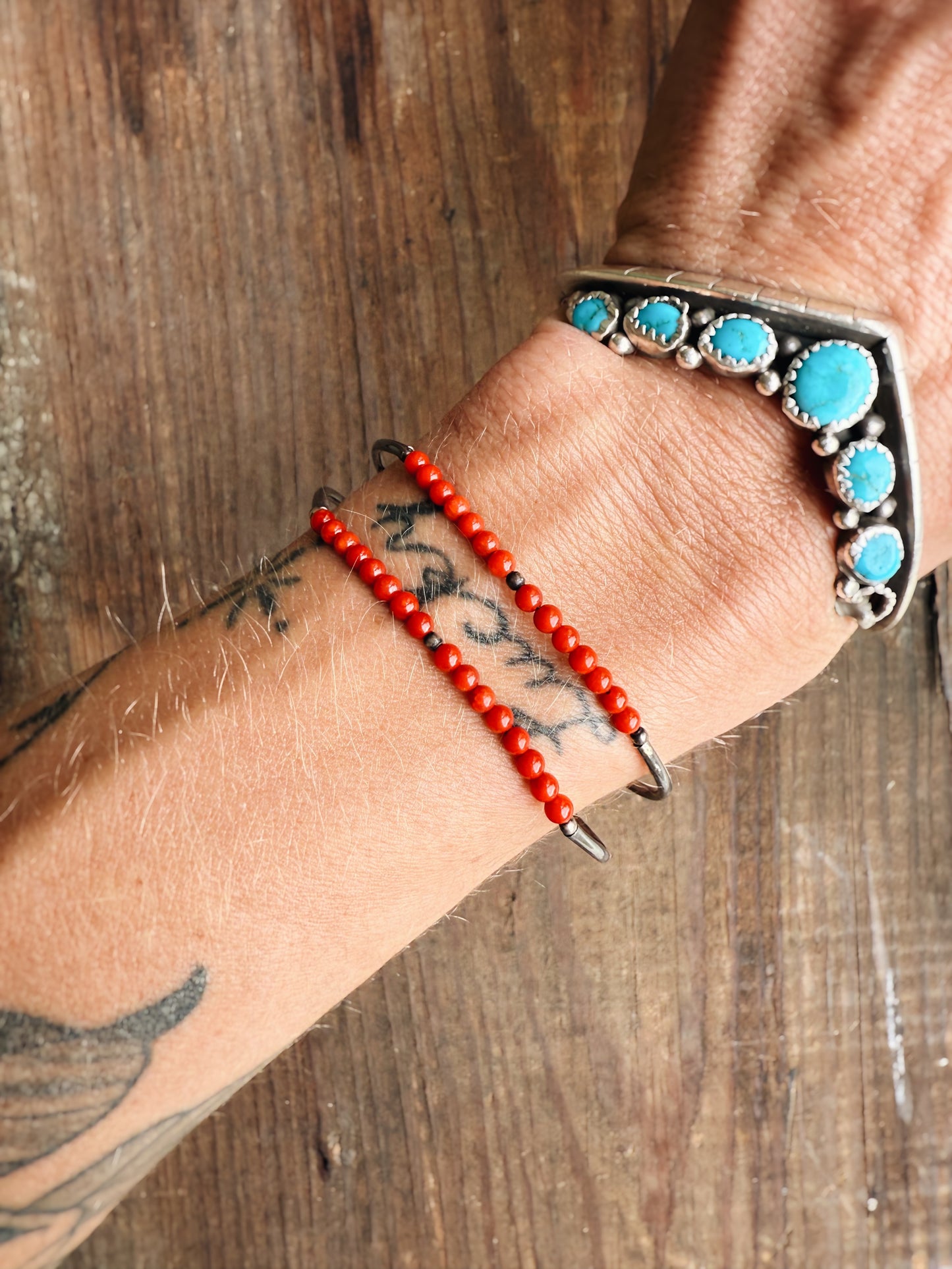 VINTAGE STERLING SEED BEAD CUFFS